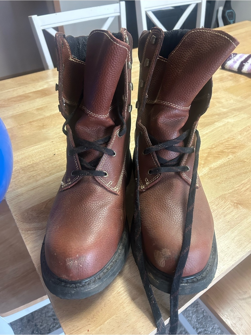 Men's Brown Work Boots - Durable Lace-Up Safety Style